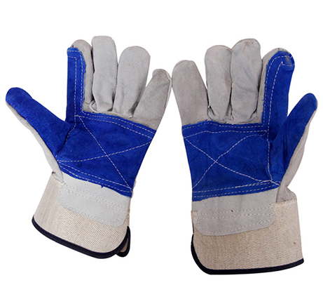 代爾塔牛皮全棉帆布手套耐磨損搬運(yùn)勞動